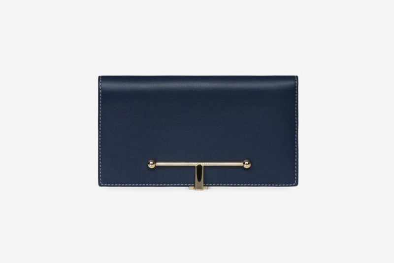 Navy Strathberry Large Melville Street With Stitch Wallet | UK NXVT-16985