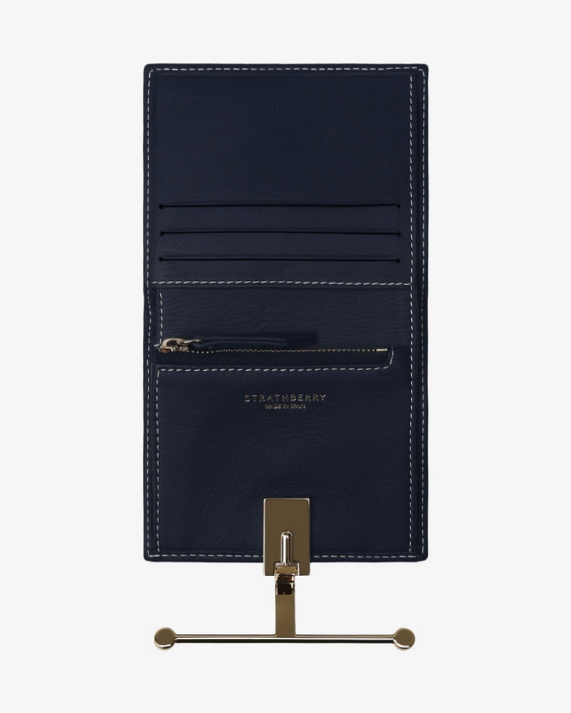 Navy Strathberry Melville Street With Stitch Wallet | UK YZGO-96470