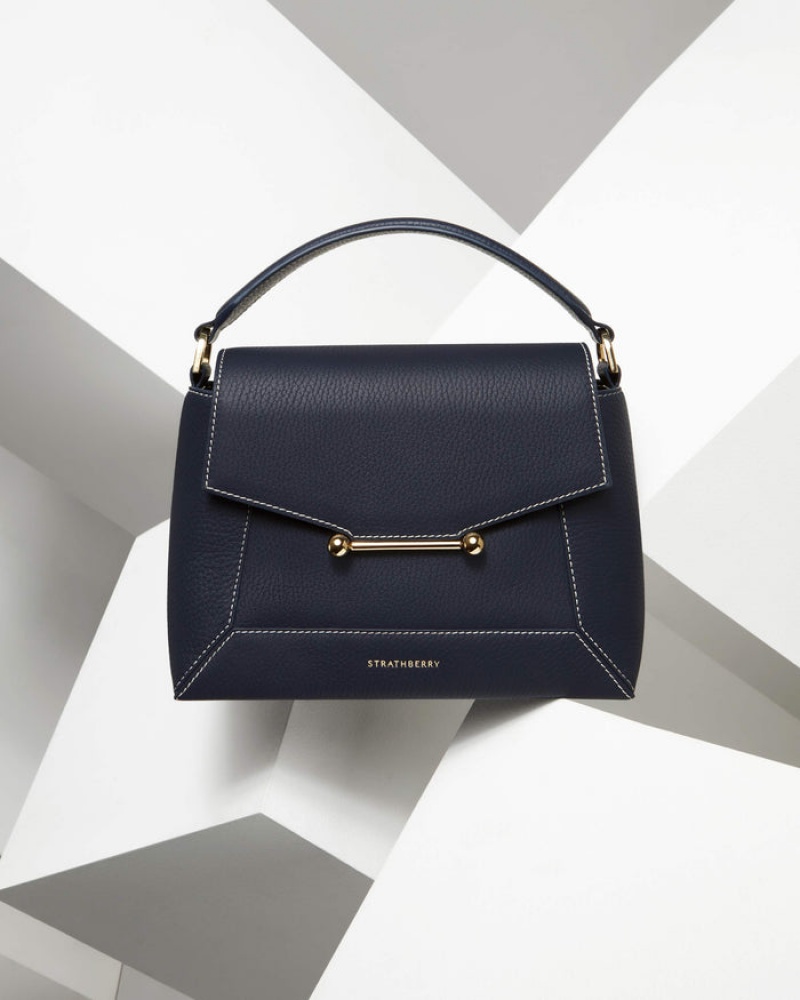 Navy Strathberry Mosaic With Stitch Crossbody Bag | UK UKGH-64932