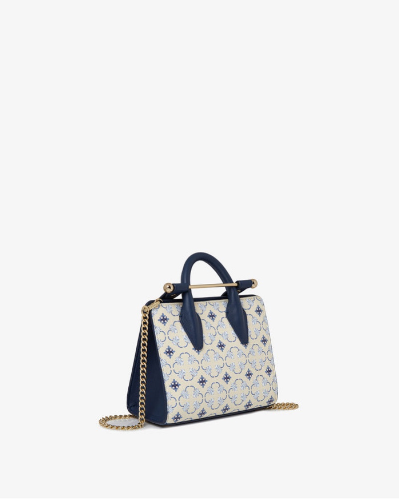 Navy Strathberry The Nano Tote Crossbody Bag | UK GJTY-37542