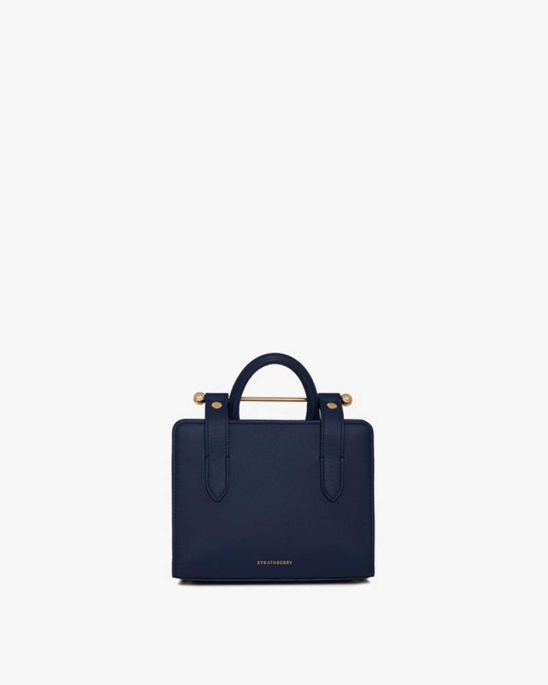 Navy Strathberry The Nano Tote Crossbody Bag | UK GJTY-37542