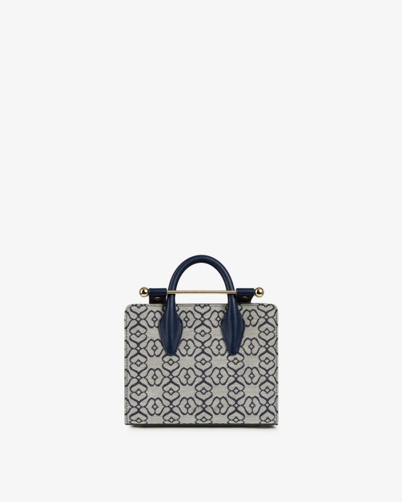 Navy Strathberry The Nano Tote Leather Mini Bag | UK GWPN-48379