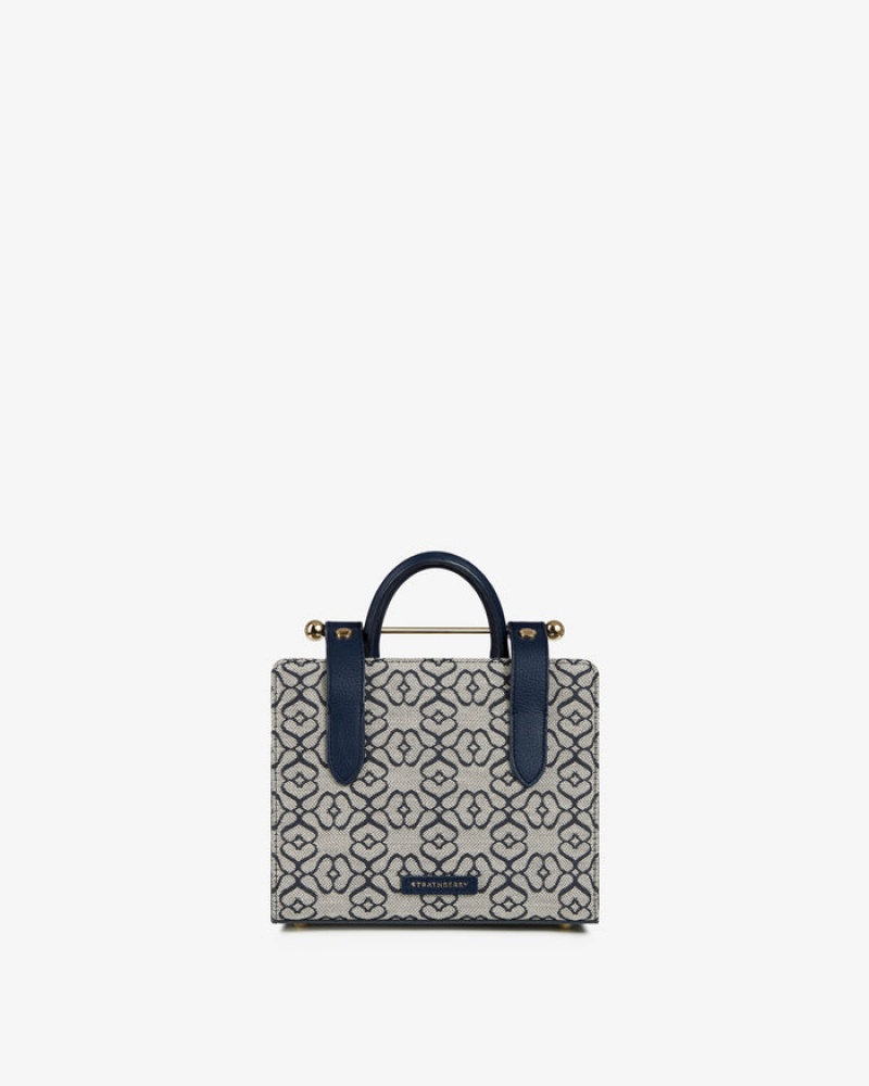 Navy Strathberry The Nano Tote Leather Mini Bag | UK GWPN-48379