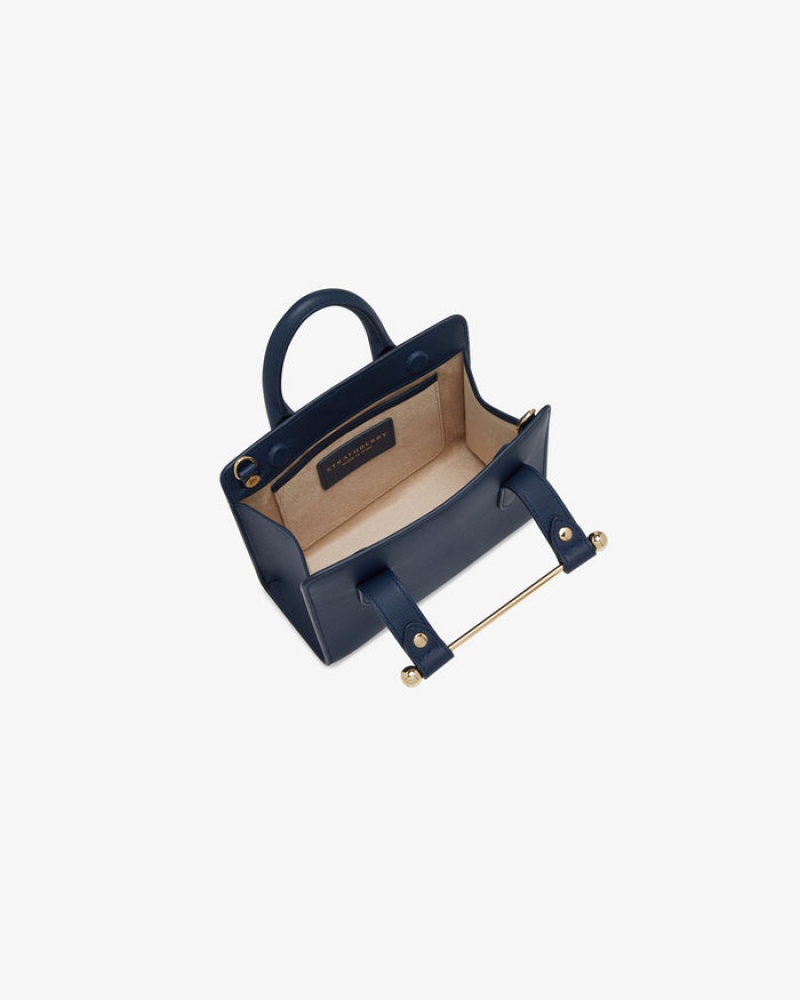 Navy Strathberry The Nano Tote Top Handle Bag | UK UEGC-19820