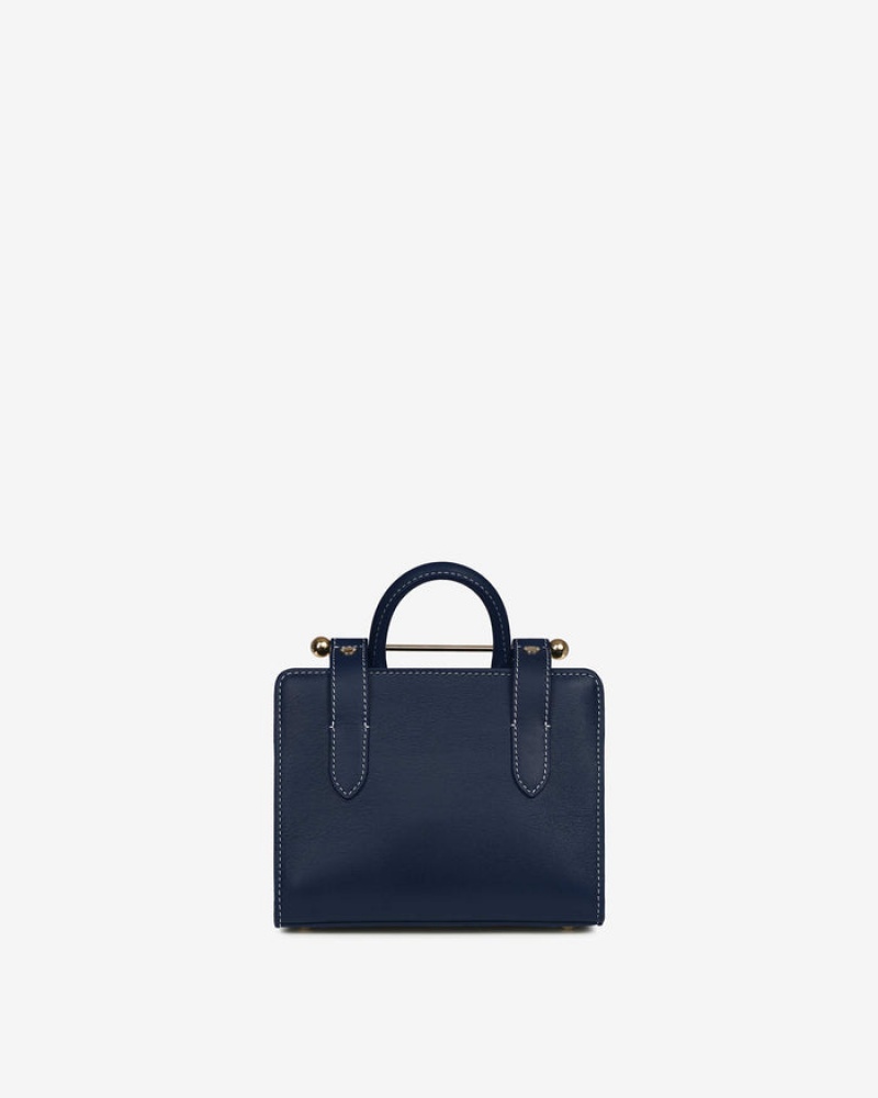 Navy Strathberry The Nano Tote With Stitch Mini Bag | UK TSZF-96708