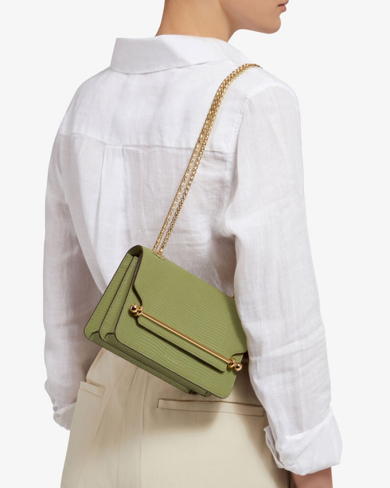 Olive Strathberry East/West Lizard-Embossed Leather Mini Bag | UK WBAS-07659