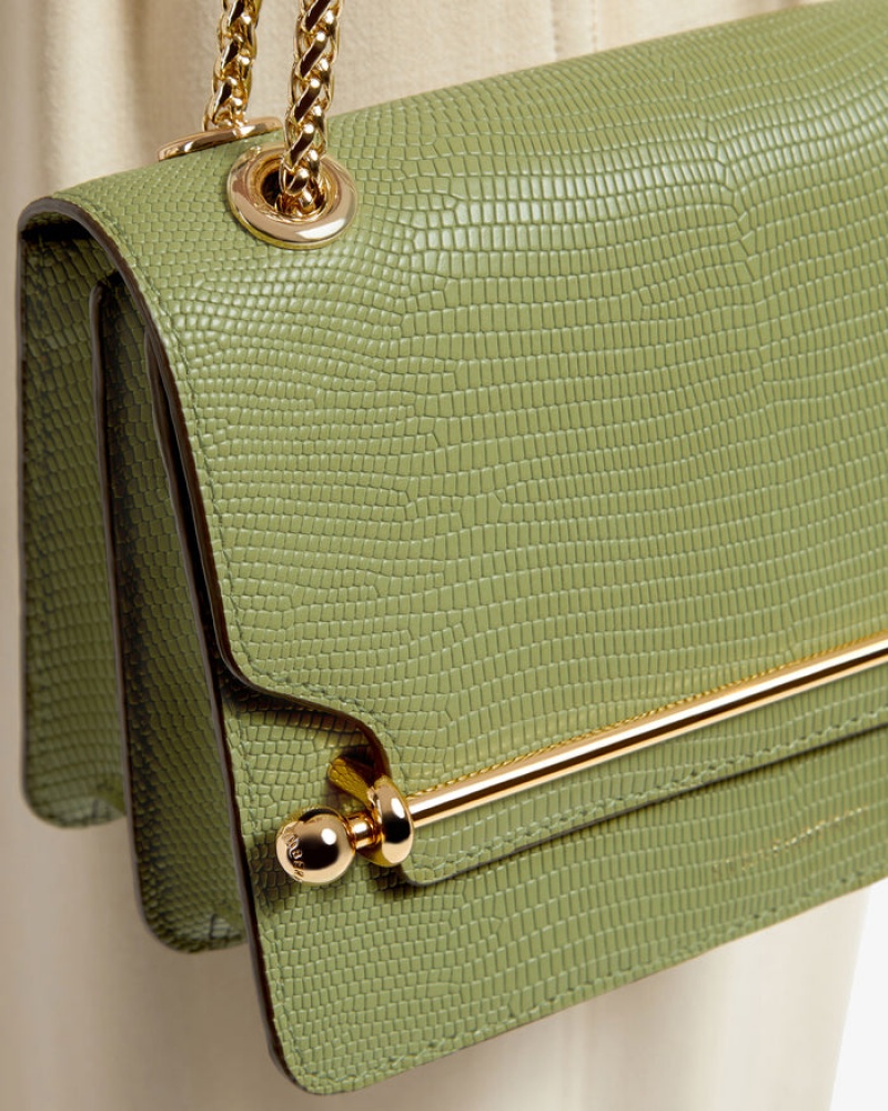 Olive Strathberry East/West Lizard-Embossed Leather Mini Bag | UK WBAS-07659