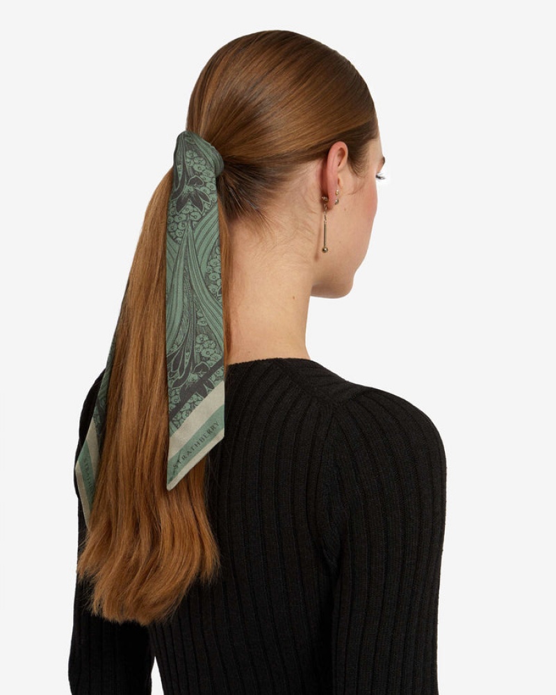 Olive Strathberry Silk Skinny Scarf | UK JXTP-04692