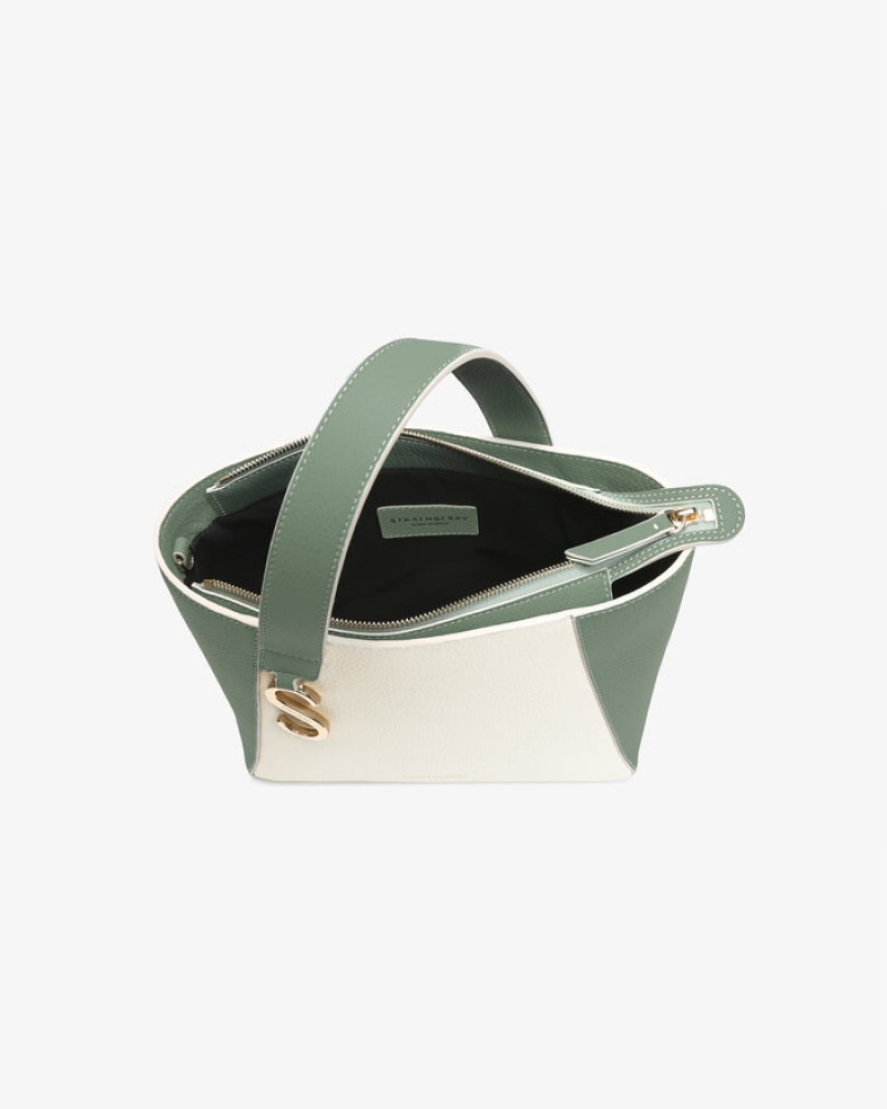 Olive White Strathberry S Cabas Mini Crossbody Bag | UK OSWX-27053