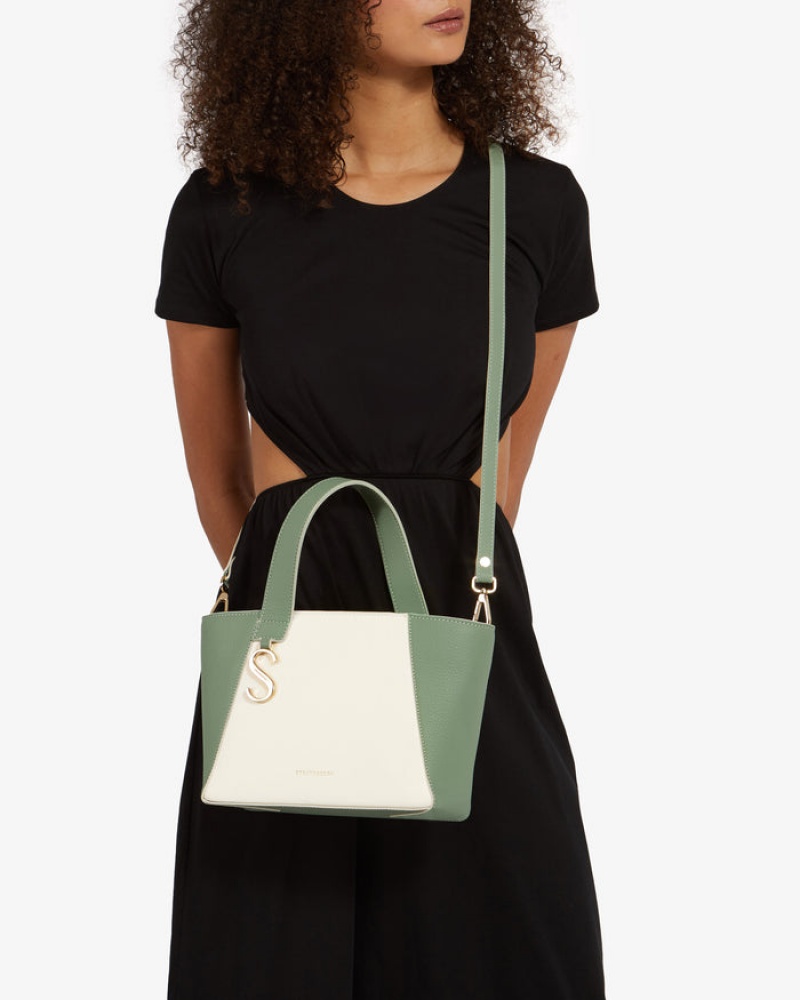 Olive White Strathberry S Cabas Mini Shoulder Bag | UK KMIT-31956