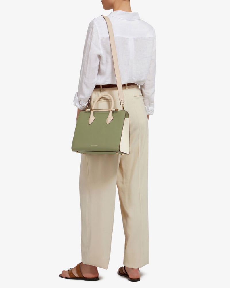 Olive White Strathberry The Midi Tote Crossbody Bag | UK FBHA-29483