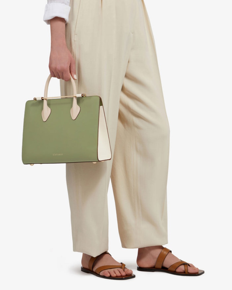 Olive White Strathberry The Midi Tote Crossbody Bag | UK FBHA-29483