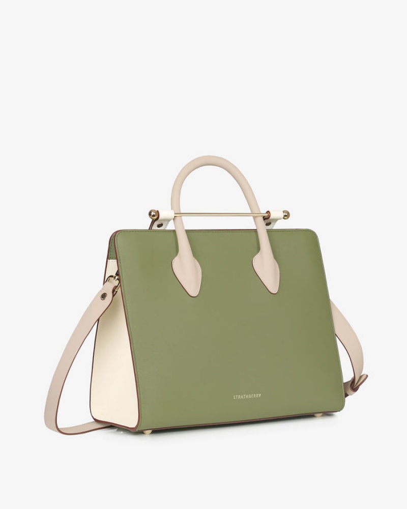 Olive White Strathberry The Midi Tote Crossbody Bag | UK FBHA-29483