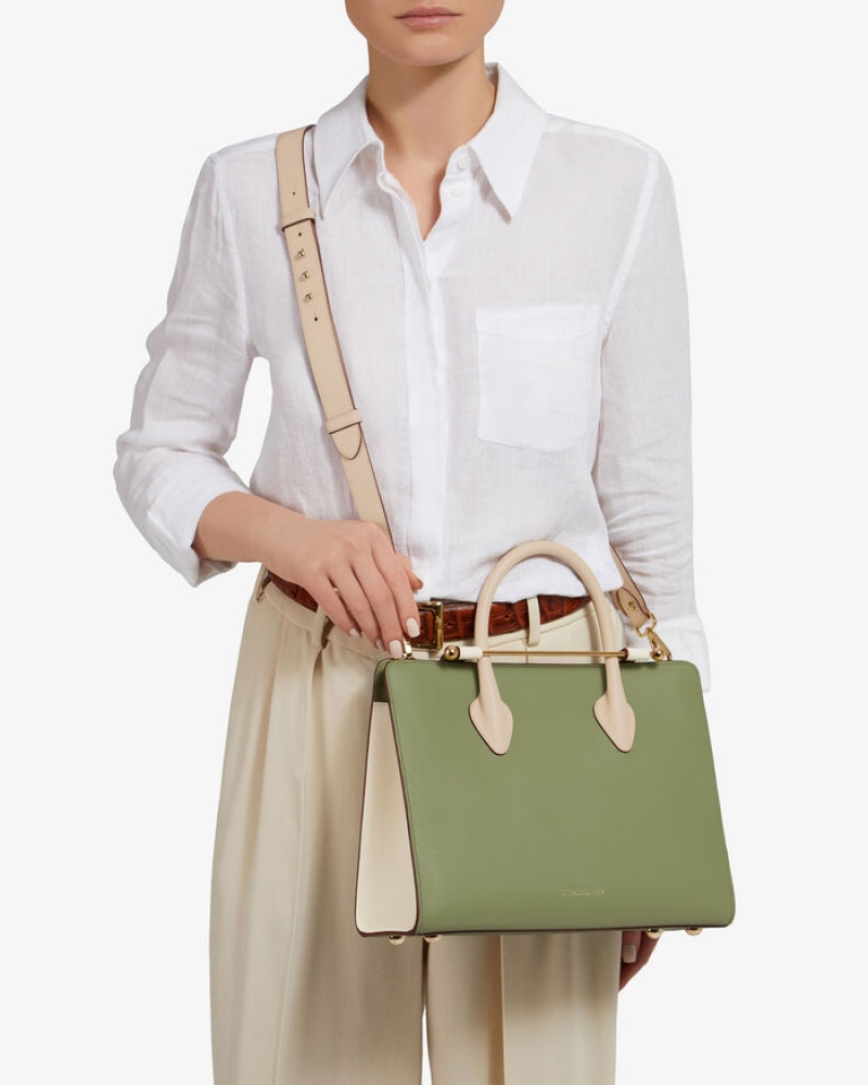 Olive White Strathberry The Midi Tote Crossbody Bag | UK FBHA-29483