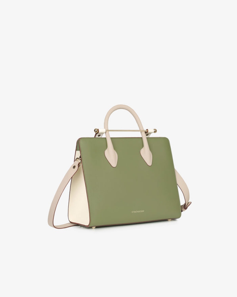 Olive White Strathberry The Midi Tote Crossbody Bag | UK FBHA-29483