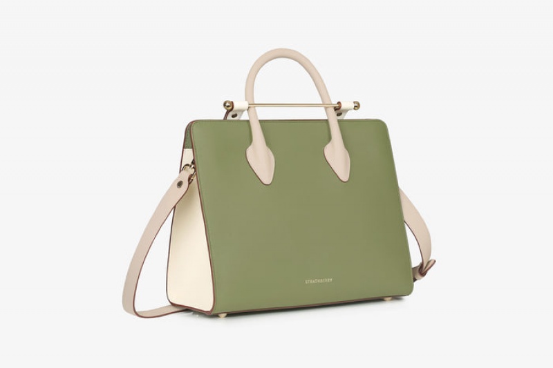 Olive White Strathberry The Midi Tote Crossbody Bag | UK FBHA-29483