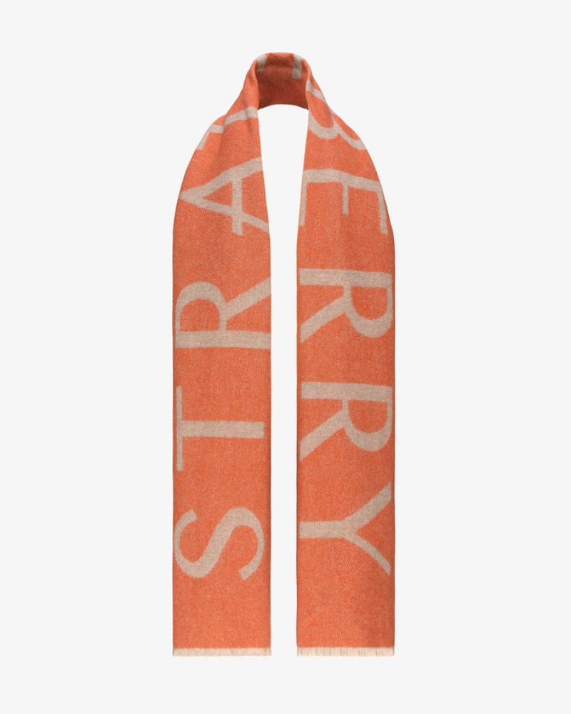 Orange Strathberry Cashmere Wool Logo Scarf | UK MOAR-56279