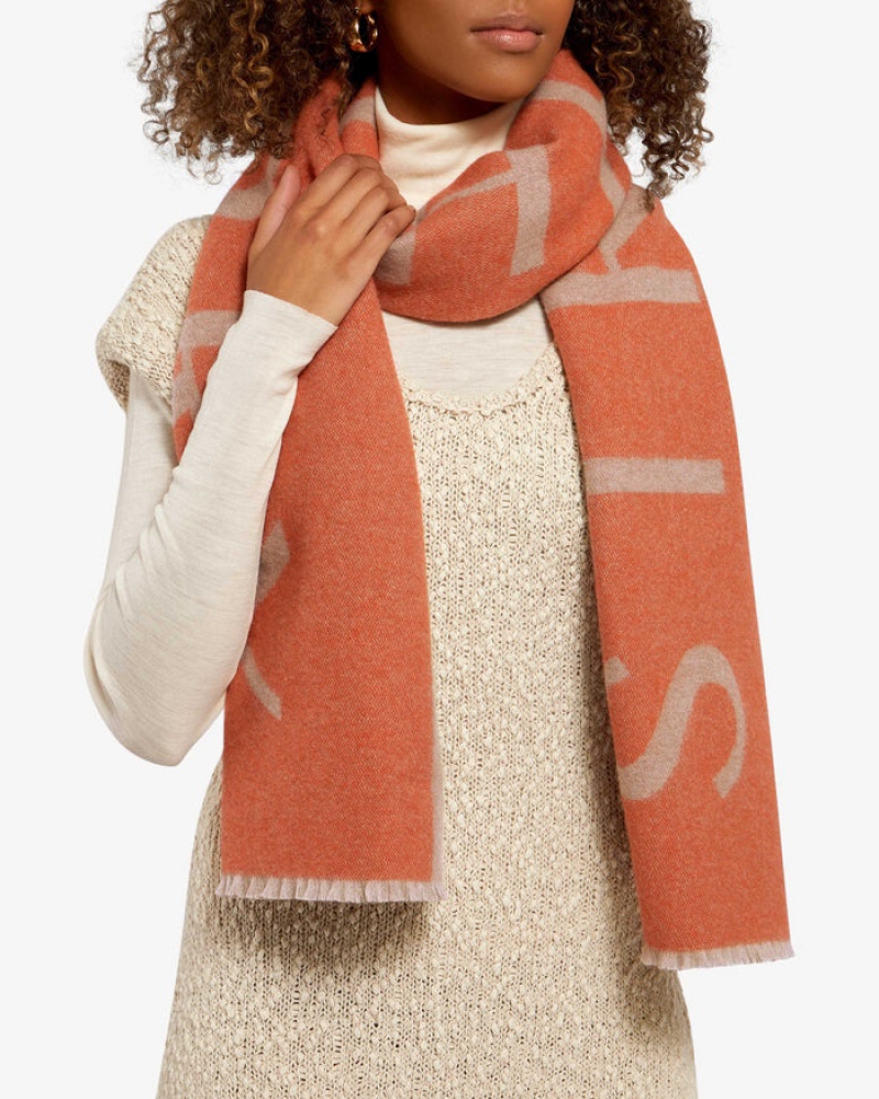 Orange Strathberry Cashmere Wool Logo Scarf | UK MOAR-56279