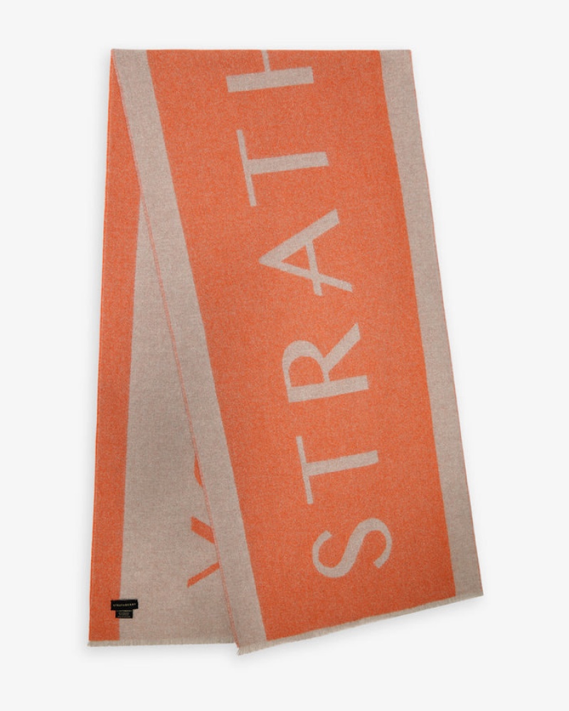 Orange Strathberry Cashmere Wool Logo Scarf | UK MOAR-56279