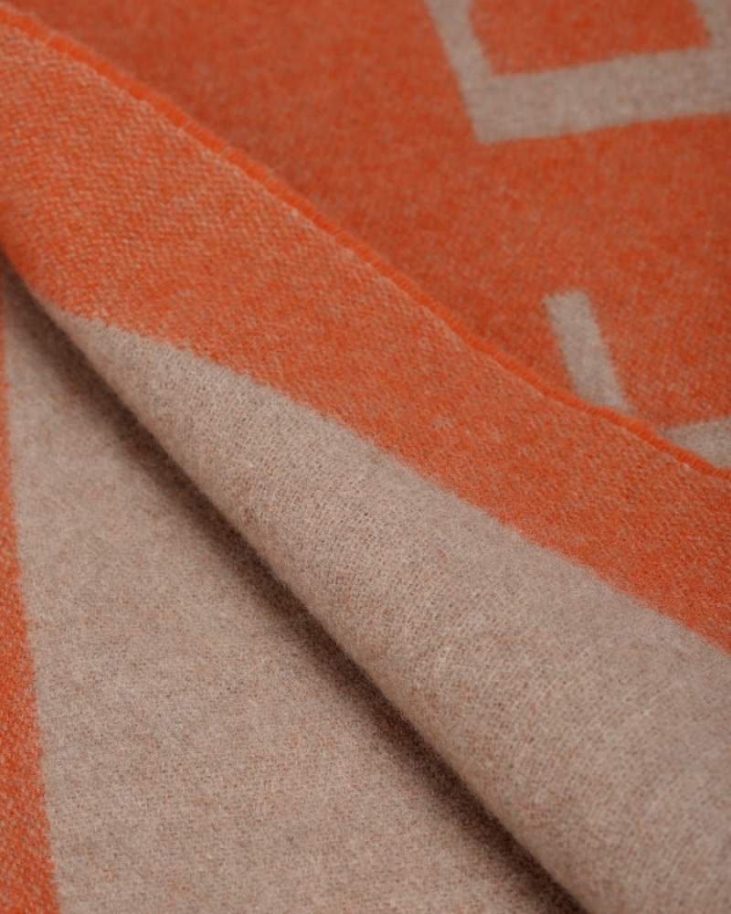 Orange Strathberry Cashmere Wool Logo Scarf | UK MOAR-56279