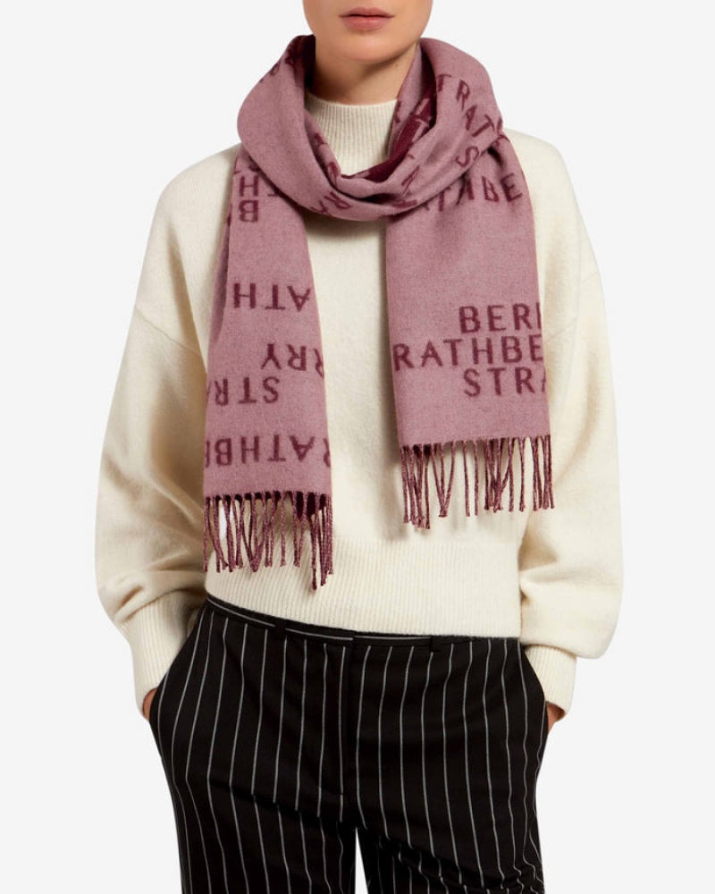 Pink Strathberry Cashmere Wool All Over Logo Scarf | UK NSMF-71369