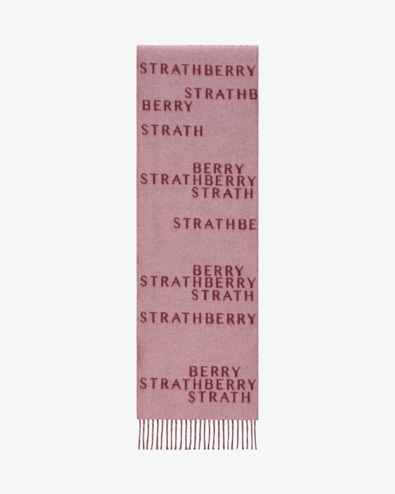 Pink Strathberry Cashmere Wool All Over Logo Scarf | UK NSMF-71369