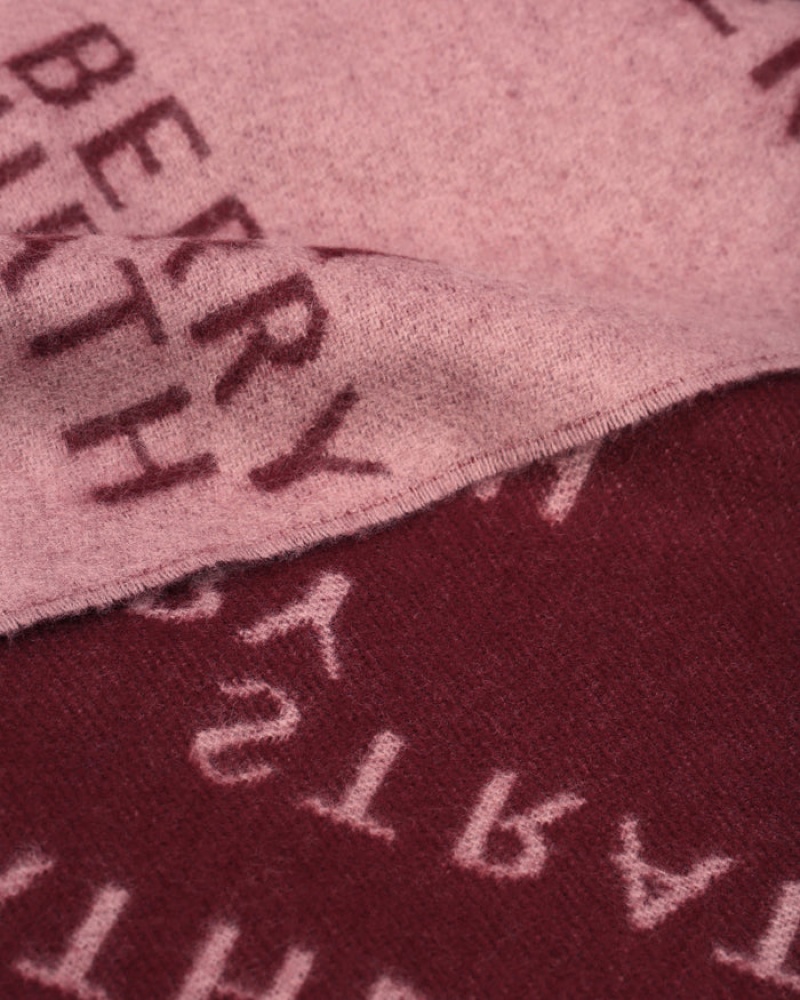 Pink Strathberry Cashmere Wool All Over Logo Scarf | UK NSMF-71369