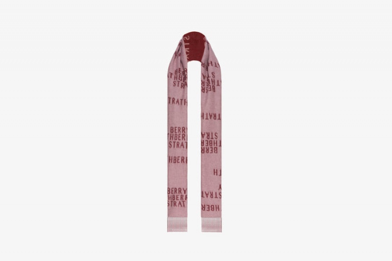 Pink Strathberry Cashmere Wool All Over Logo Scarf | UK NSMF-71369