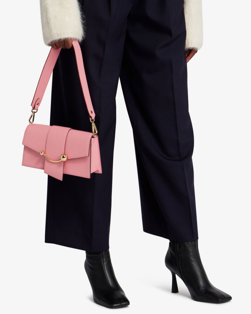 Pink Strathberry Mini Crescent Shoulder Bag | UK MQJF-42531