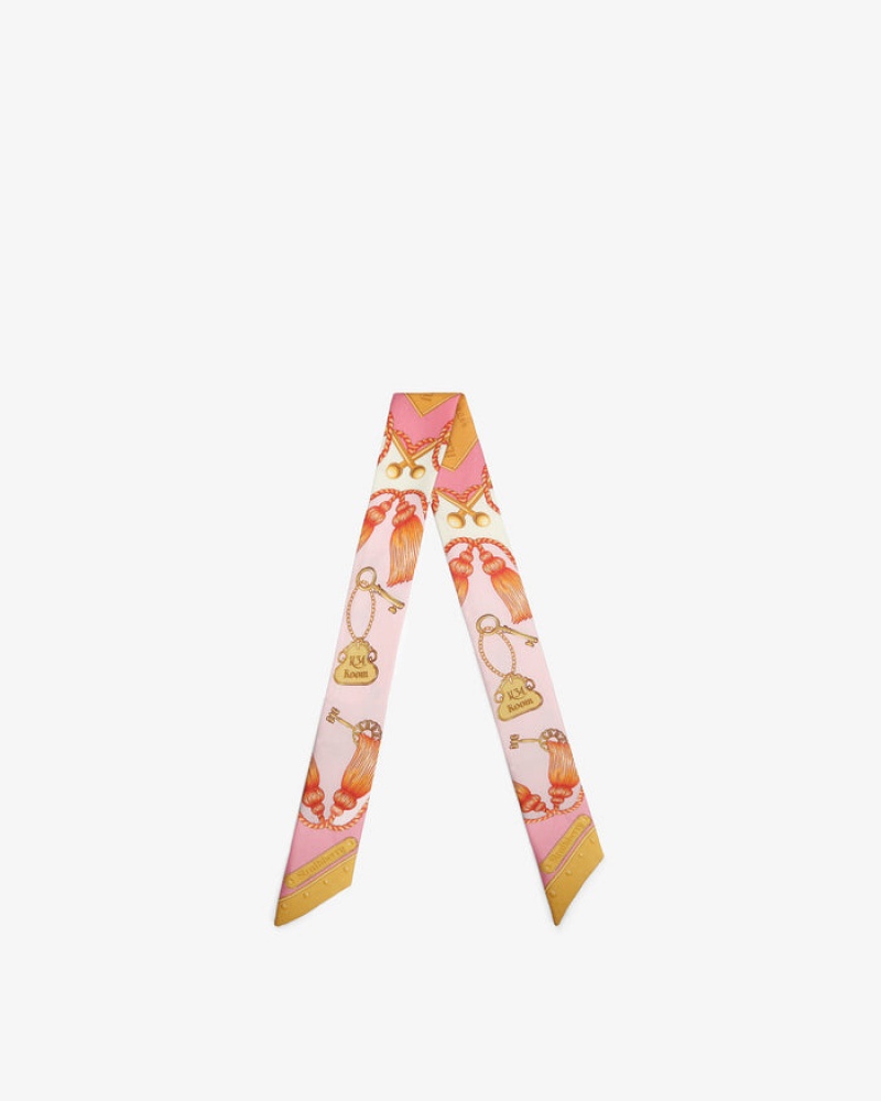 Pink Strathberry Silk Skinny Scarf | UK NZIT-52486