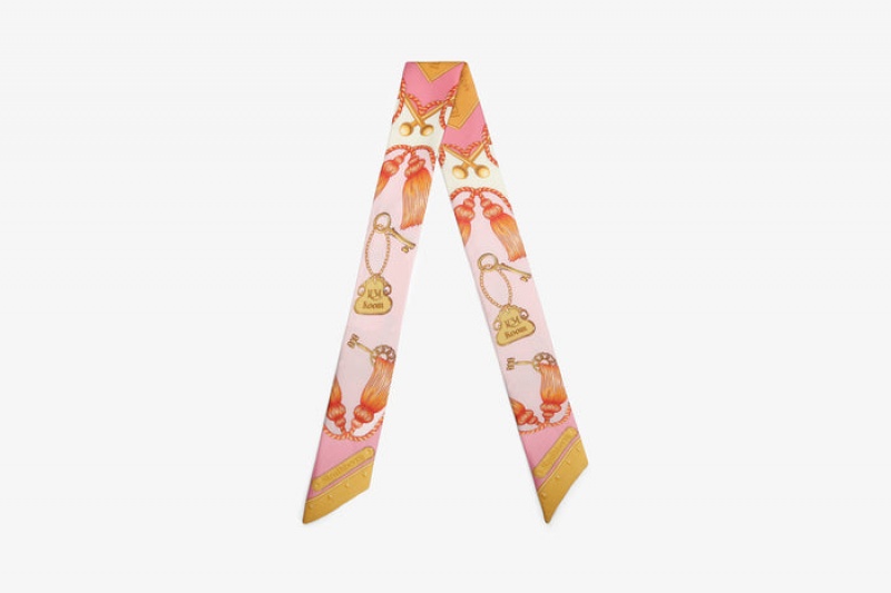 Pink Strathberry Silk Skinny Scarf | UK NZIT-52486