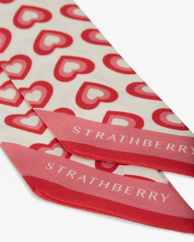 Pink Strathberry Silk Skinny Scarf | UK WCNS-94102