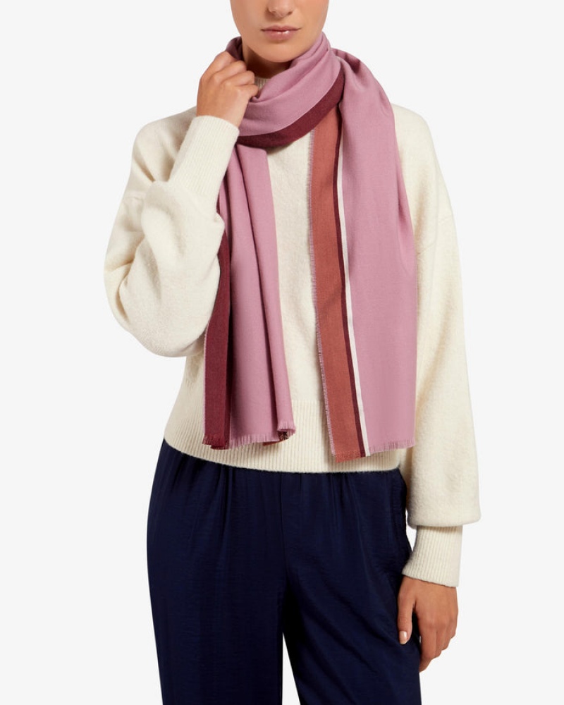 Pink Strathberry Wool/Silk Logo Scarf | UK BWJQ-34859