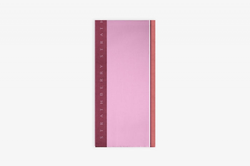 Pink Strathberry Wool/Silk Logo Scarf | UK BWJQ-34859