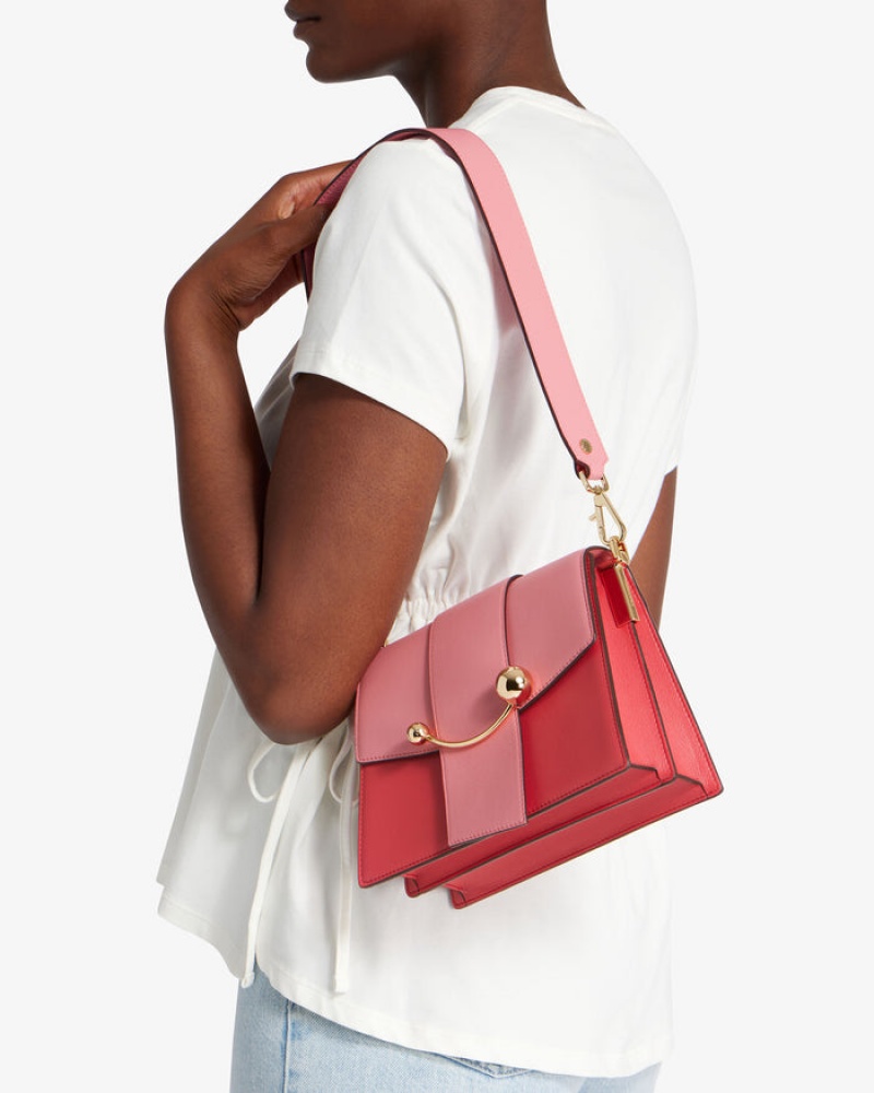 Red Pink Strathberry Box Crescent Crossbody Bag | UK RDSU-23549