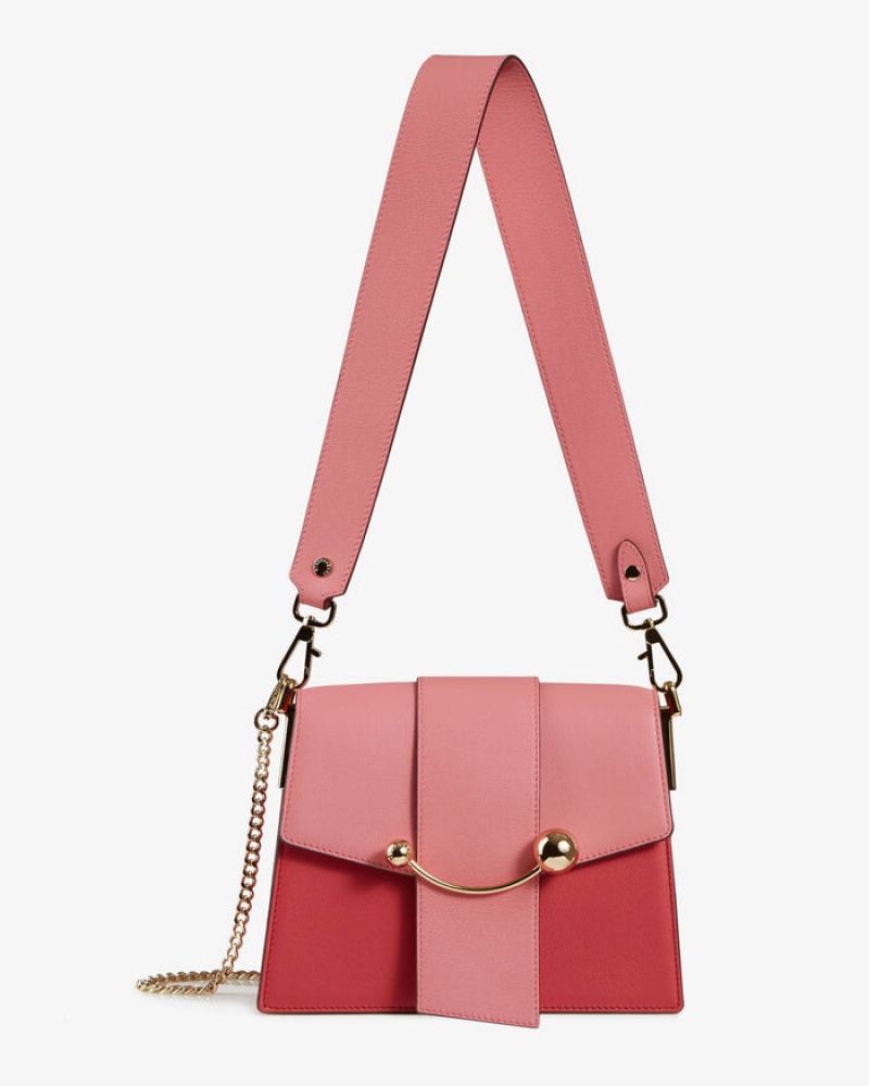 Red Pink Strathberry Box Crescent Crossbody Bag | UK RDSU-23549