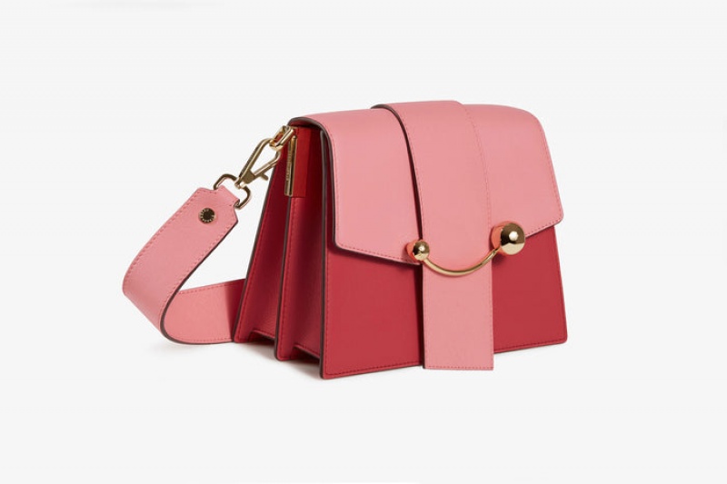 Red Pink Strathberry Box Crescent Crossbody Bag | UK RDSU-23549