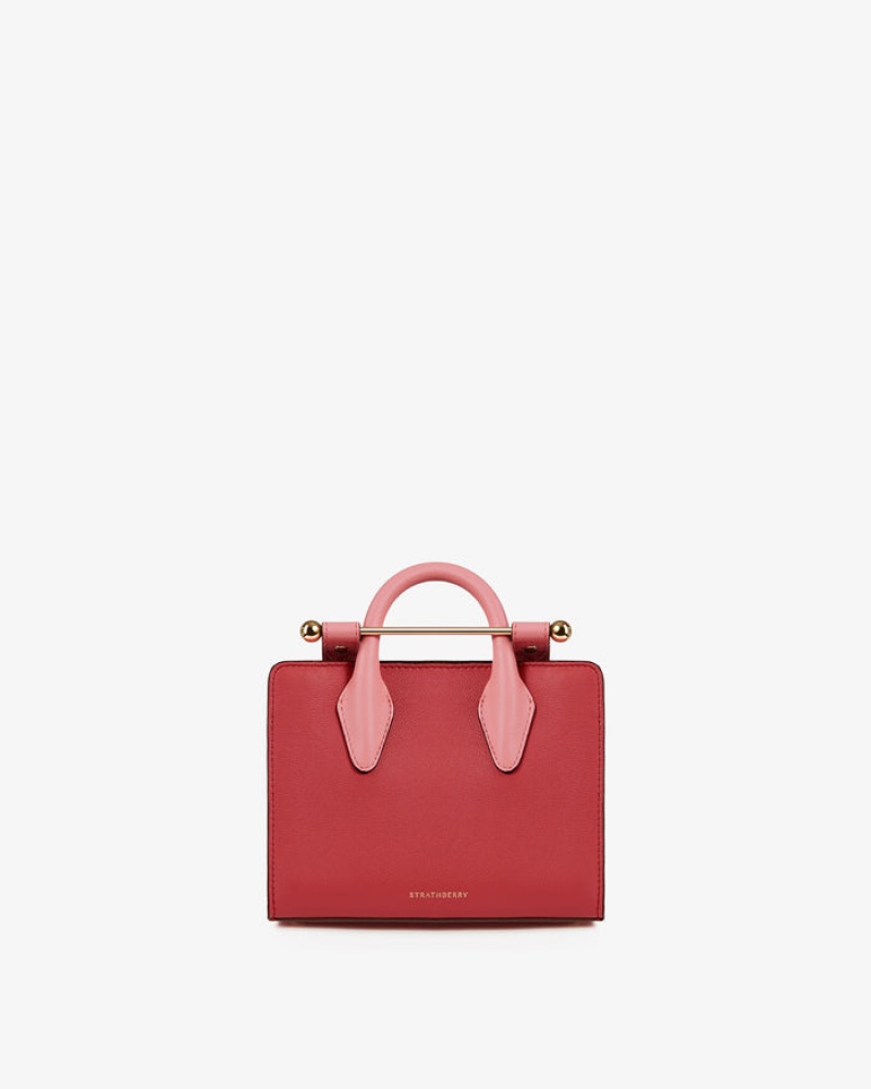 Red Pink Strathberry The Nano Tote Crossbody Bag | UK FYPB-86493