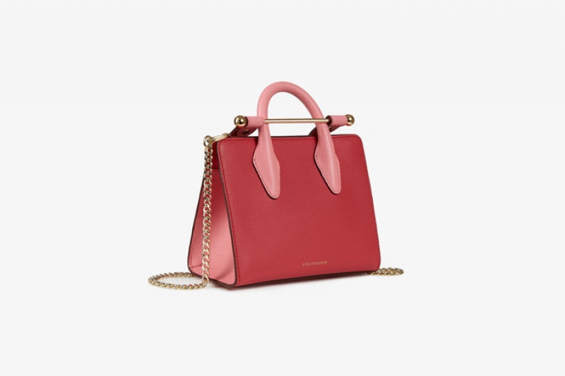 Red Pink Strathberry The Nano Tote Crossbody Bag | UK FYPB-86493