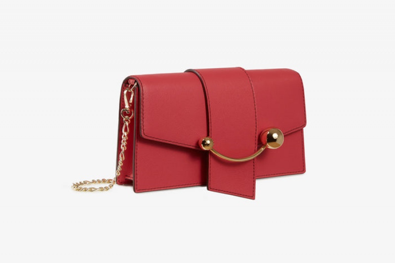 Red Strathberry Crescent On A Chain With Stitch Mini Bag | UK YPFA-75389