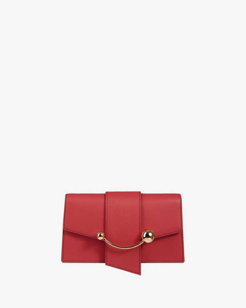 Red Strathberry Crescent On A Chain With Stitch Crossbody Bag | UK RCKM-25370