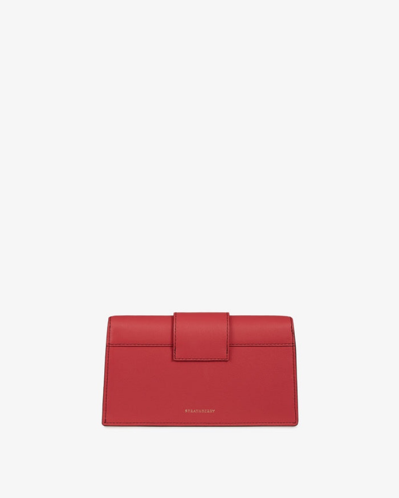 Red Strathberry Crescent On A Chain With Stitch Crossbody Bag | UK RCKM-25370