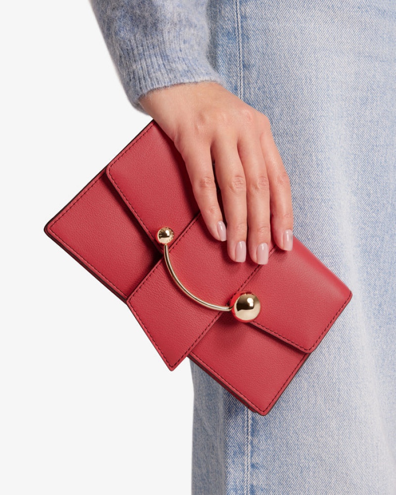 Red Strathberry Crescent On A Chain With Stitch Crossbody Bag | UK RCKM-25370