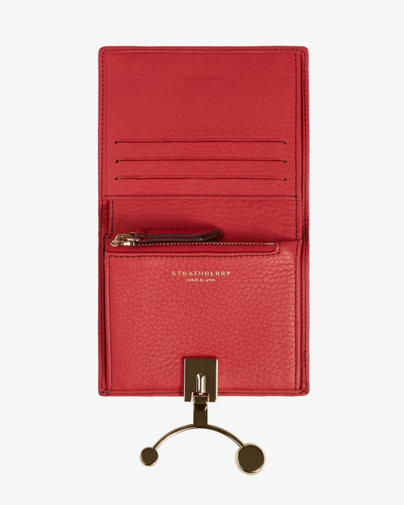 Red Strathberry Crescent With Stitch Wallet | UK GQYB-70321