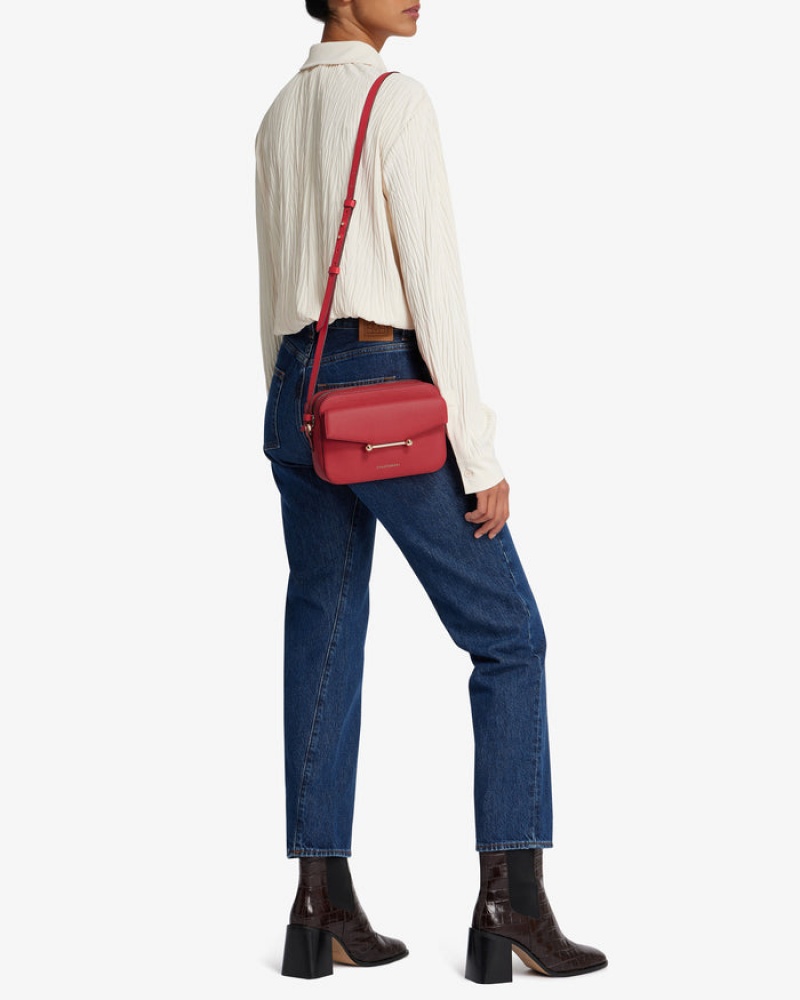 Red Strathberry Mosaic Camera With Stitch Shoulder Bag | UK RAWL-15869