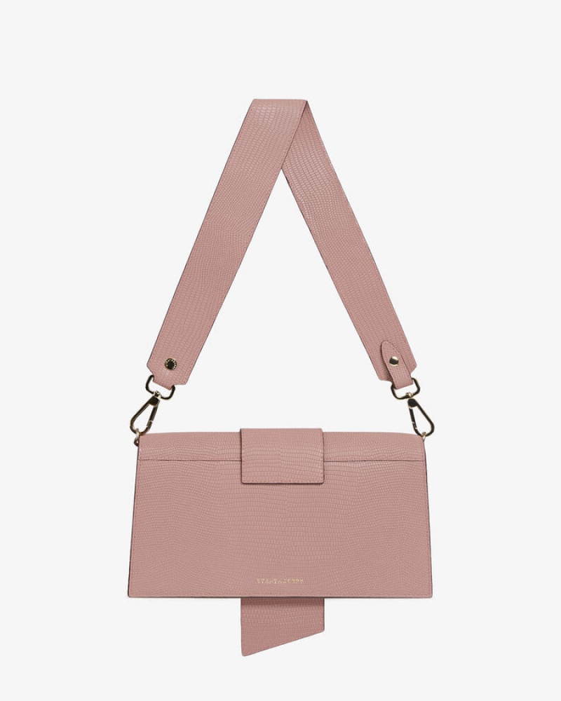 Rose Strathberry Crescent Lizard-Embossed Leather Mini Bag | UK KYID-69758