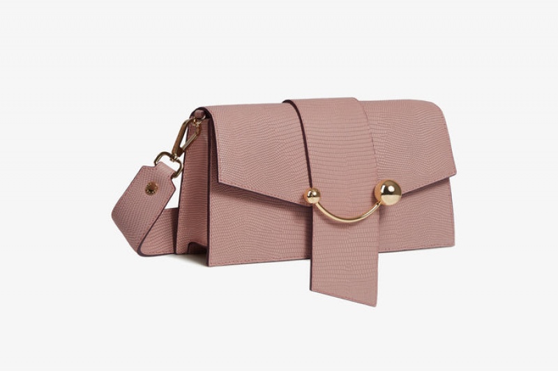 Rose Strathberry Crescent Lizard-Embossed Leather Mini Bag | UK KYID-69758