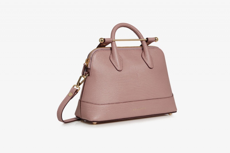 Rose Strathberry Dome Lizard-Embossed Leather Mini Bag | UK DWVF-76593