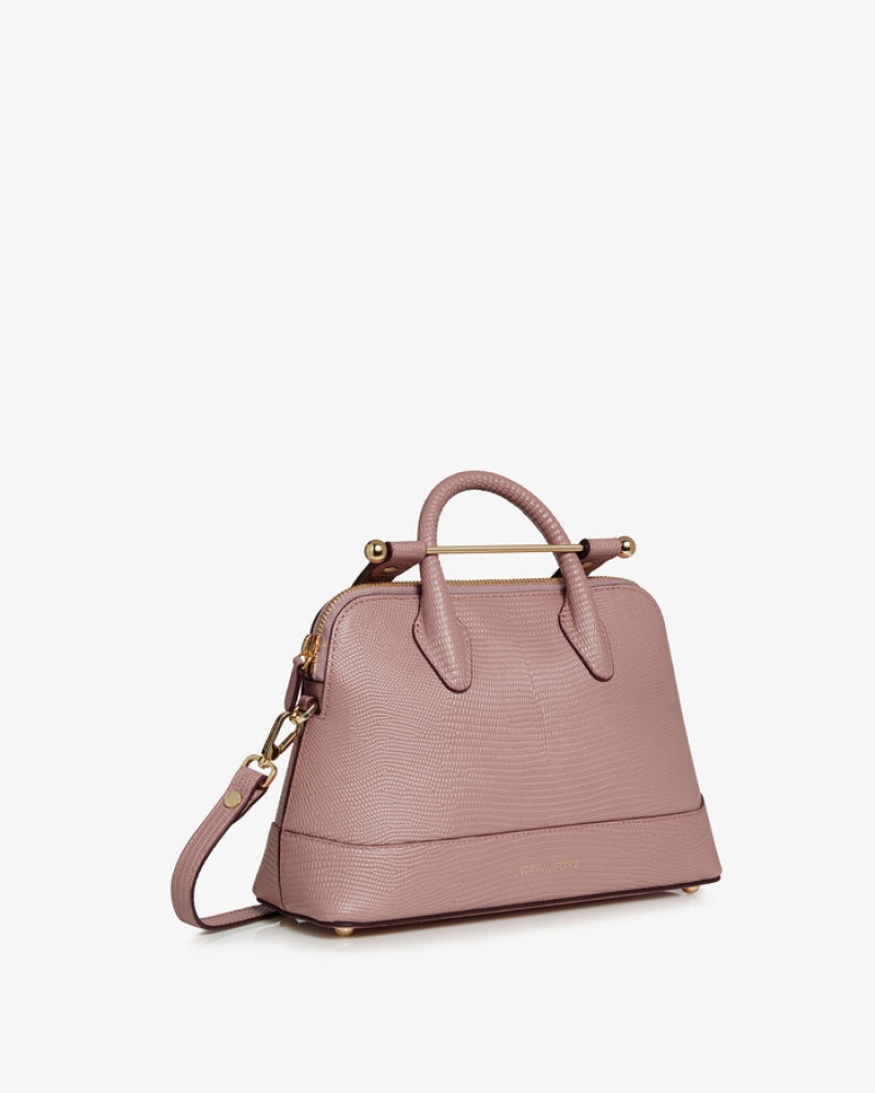 Rose Strathberry Dome Mini Lizard-Embossed Leather Top Handle Bag | UK CWTO-29610