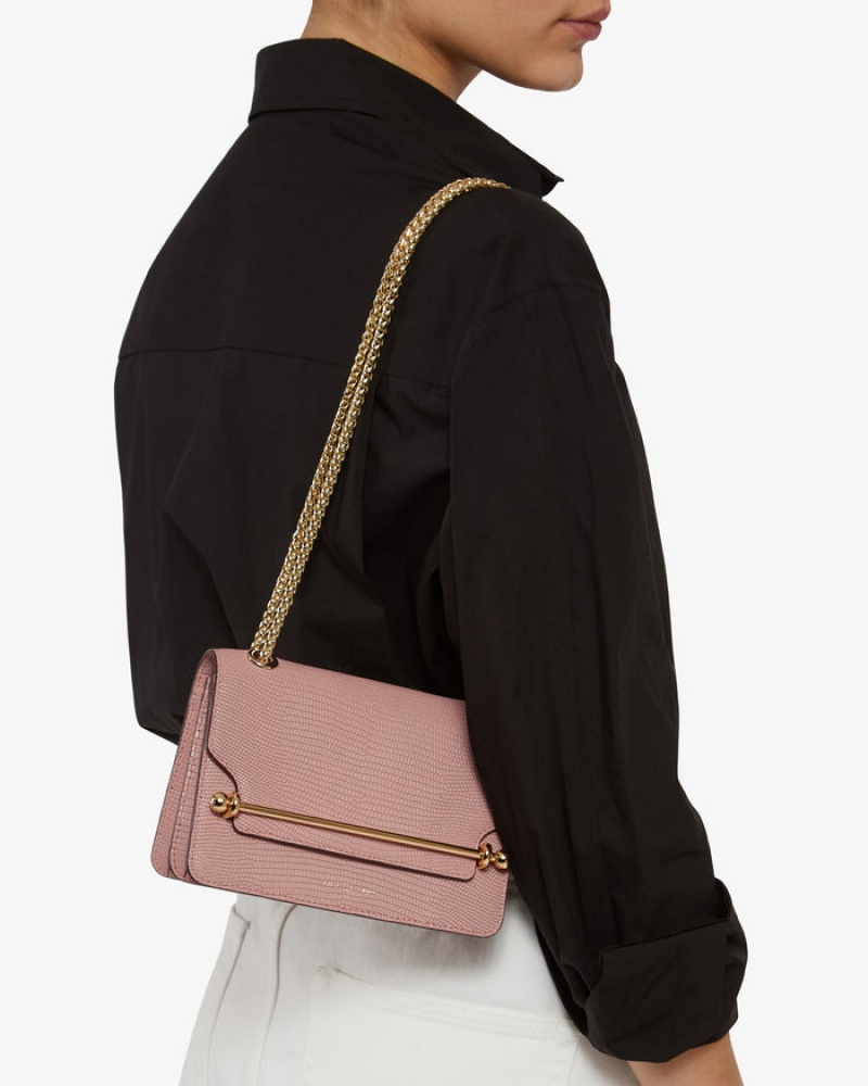 Rose Strathberry East/West Mini Lizard-Embossed Leather Shoulder Bag | UK ASEM-07612